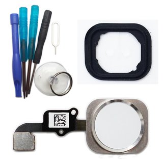 Homebutton Reparatur Set - silber/weiß - für iPhone 6S