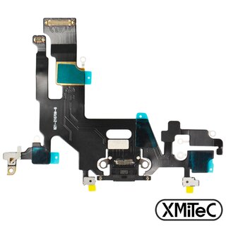 Dock Connector Ladebuchse Flexkabel fr iPhone 11 -schwarz- mit Werkzeug Set und Rahmkleber